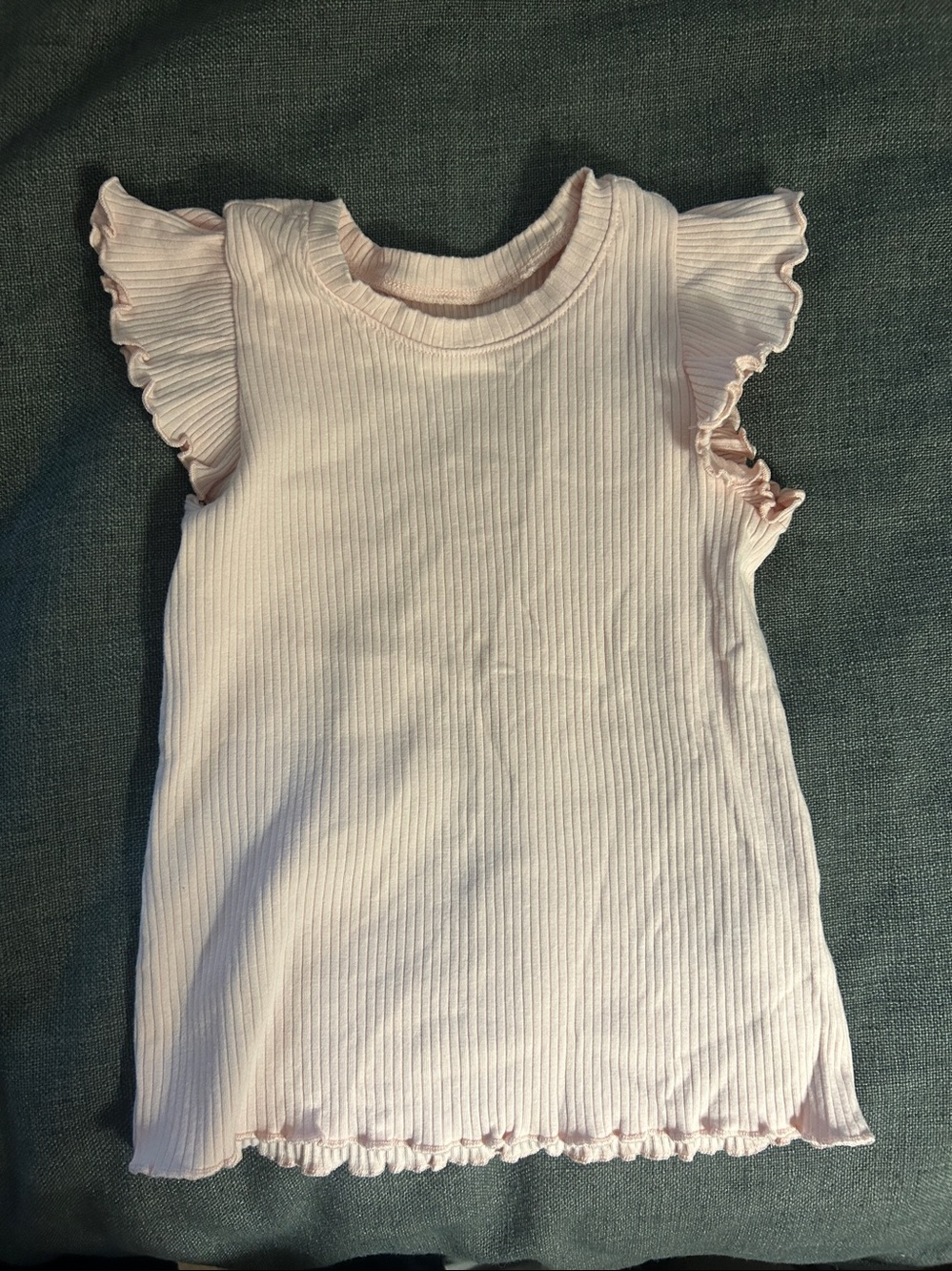Girls' Ribbed Ruffle Sleeve Tank Top - Light Pink